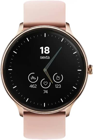 WB Watch Smartwatch 46mm Redondo, tela 1,39", ultra leve, fitness tracker, com monitoramento e temperatura corporal, análise de sono e Watchfaces Rosa