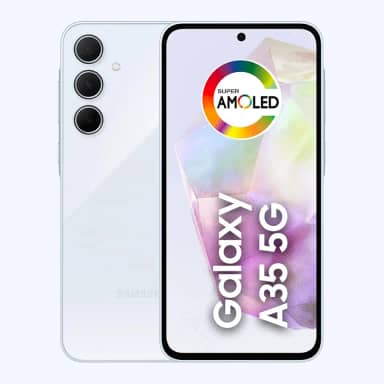 Samsung Galaxy A35 5G, Câmera Tripla Traseira de até 50MP, Selfie de 13MP, Nightography, Apagador de objetos, Design em vidro e IP67, Tela Super AMOLED de 6.6" 120Hz Vision Booster, 128GB - Azul Claro