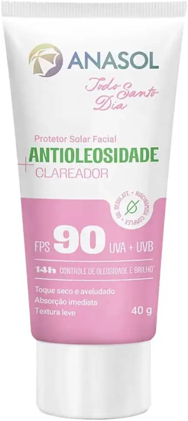 Anasol Protetor Solar Facial Antioleosidade Clareador Todo Santo Dia FPS90 40g