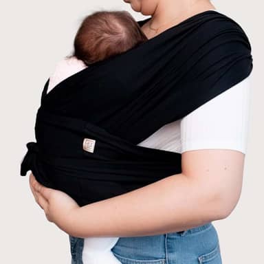 Wrap Sling de Bebê Carregador Canguru de Vestir Little Beni (PRETO, G)