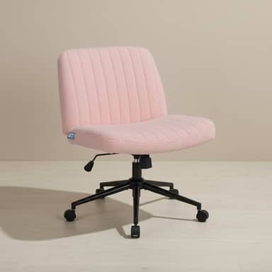 Cadeira Escritório DT3 Dolly, Assento Extra Grande e Largo, Leisure, Penteadeira, Escrivaninha, Ceriticação NR-17, Giratória, com rodinha (Boucle, Pink)