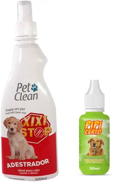 Pet Clean Kit Adestramento Sanitário, Xixi Stop 500ml + Pipi Certo 30ml, Educador para Cães