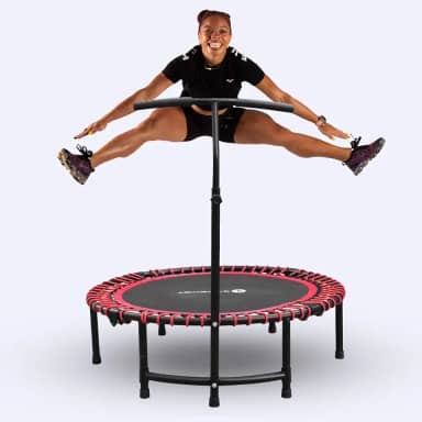 GYMENIST Trampolim De Fitness Para Adultos E Crianças, Trampolim De Exercício De Rebote Interno Para Treino De Fitness Para Treino De Salto Silencioso E Com Amortecimento Seguro (Com Alças, Vermelho)