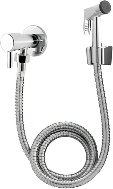Ducha Higiênica Inox Alta Pressão Banheiro Completo Moderno Econômica Registro 1/4 Volta Mangueira Flexível 1.5M Cabo Ergonômico Simples Instalação Kit Aço Cromado Metal Durável Luxo