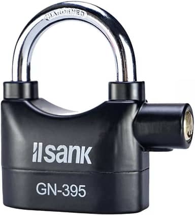 Cadeado com Alarme 110dB Antifurto, Sensor de Movimento, Resistente à Chuva, 3 Chaves, Para Motos e Portões, Modelo GN-395