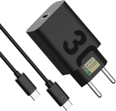 Carregador Turbo 30W Ultra Rápido Tipo C Com Carregamento Rápido + Cabo Tipo C Compatível Com Todos Os Dispositivos Android Ios IPhone 15/16, Xiaomi