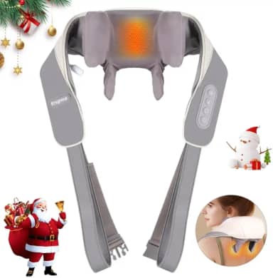 Ehightop Massageador de pescoço 5D, massageador de pescoço Shiatsu nas costas com calor, massageador elétrico sem fio Enjoy It, travesseiro de massagem no pescoço, costas, ombro, perna, massagem