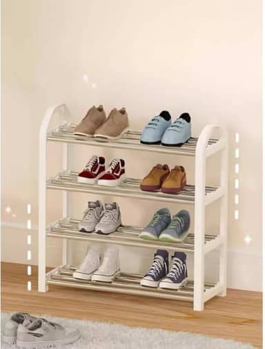 Organizador de Sapatos Vertical, 4 Prateleiras, Branco, 58 x 40 x 18,5 cm