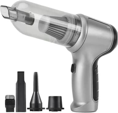 Aspirador de Pó Sem Fio Portátil 4 em 1 – Multifuncional, Leve, Potente e Recarregável para Casa e Carro (Branco)