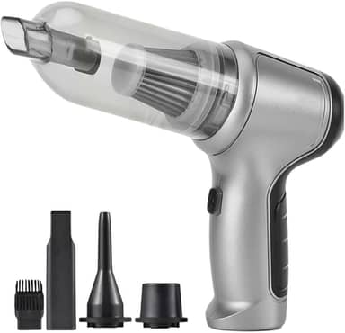 Aspirador de Pó Sem Fio Portátil 4 em 1 – Multifuncional, Leve, Potente e Recarregável para Casa e Carro (Branco)