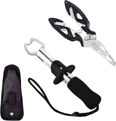 Alicate de Pesca Profissional, Kit com 2 Alicates e Bolsa de Transporte, Multifuncional para Remoção de Anzóis, Corte de Linha e Contenção de Peixes para Pesca em Água Doce e Salgada