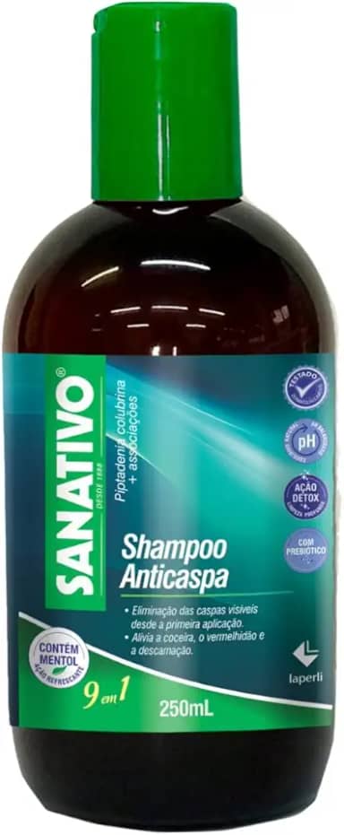 Shampoo Anticaspa Sanativo – Com Aroeira, Chá Verde, Melaleuca, Mentol, Ácido Lático, Salgueirinha e Salgueiro Branco | Combate Caspa, Oleosidade, Coceira e Refresca o Couro Cabeludo