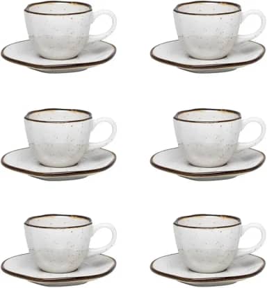 Conjunto de 6 Xícaras de cafezinho pequenas 75 ml com pires Ryo Maresias.