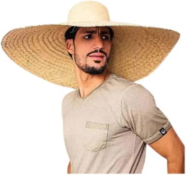 CHAPEU DE PALHA SOMBREIRO GRANDE PROTECAO CABECA PESCOCO