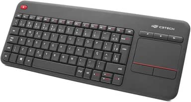 C3Tech Teclado sem fio K-WT200BK Preto Touchpad Layout ABNT2 Anti-Respingo compativel com PC e TV raio de comunicação de até 10 metros possui 3 teclas de atalho multimídia plug and play