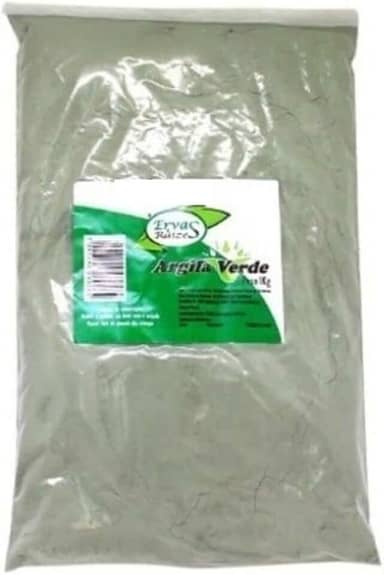 Argila Verde 100% Pura Pacote de 1 Kg Ervas e Raízes