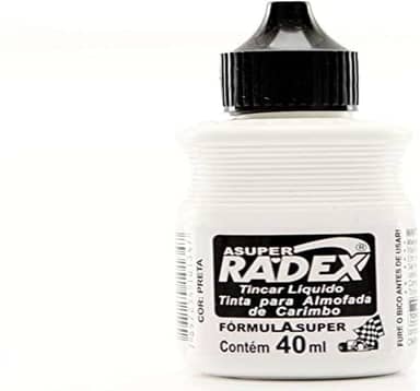 Tinta Para Carimbo, Radex, 186, 40 ml, Preta