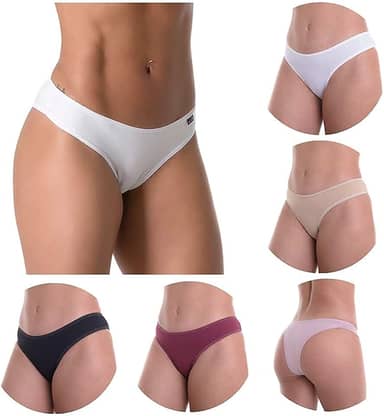 6 Calcinhas Femininas Línea Básicas, +Algodão, Lingerie Confort