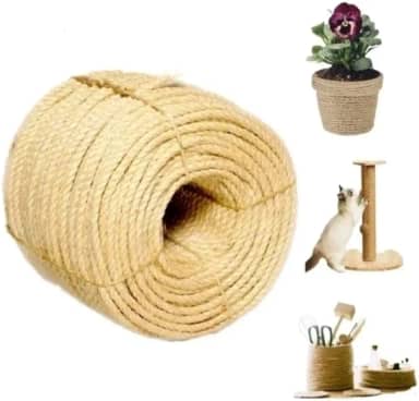 Corda de Sisal Natural para Artesanato, 8mm de Espessura, Ideal para Decoração e Projetos DIY 10 metros