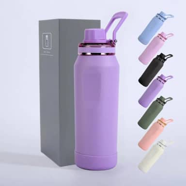 Garrafa Térmica 500ml - Parede Dupla Isolada a Vácuo de Aço Inox, Acompanha Base Emborrachada, Bebidas Geladas por 24 Horas e Quentes por 12 Horas (Roxo)