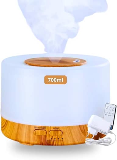 Umidificador Difusor Aromatizador Purificador De Ar 700ml Ultrassônico Com Controle E Luz De Led 7 Cores Bivolt – Premium