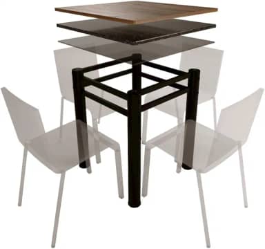 Base Para Mesa De Vidro Jantar 4 Lugares Preta Quadrada