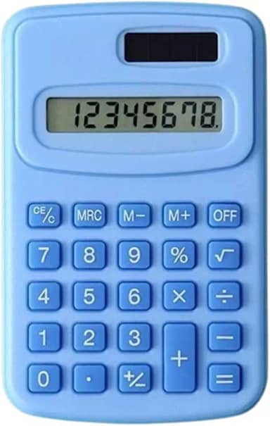 Calculadora Eletrônica de 8 Dígitos com Energia Solar e Bateria – Mini Calculadora Portátil para Escola, Escritório, Contabilidade, Estudos e Uso Diário – Teclas Suaves e Visor Grande (Azul)
