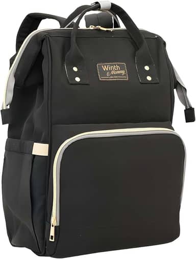 Winth Mochila Maternidade, 43 x 28 x 13 cm, Preta, com Bolsos Térmicos e Compartimentos Múltiplos
