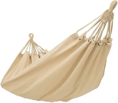 Rede De Descanso Dormir Balanço Casal Jeans Reforçada Grande 3,6 Metros - Ideal Para Camping, Hotel, Praia, Acampamento, Jardim, Varando, Sítio, Chárcara, Apartamento, Viagem, Fazenda (Cru)