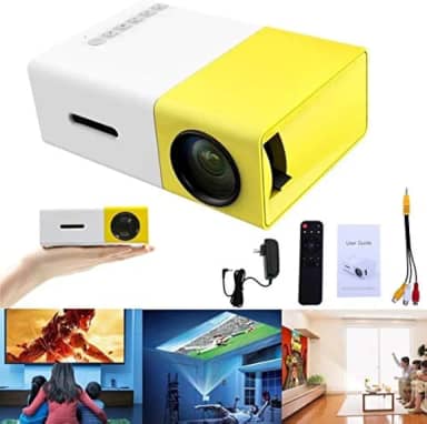 Mini Projetor Portátil Led 1080p 400 600 Lúmens Lcd (Amarelo)