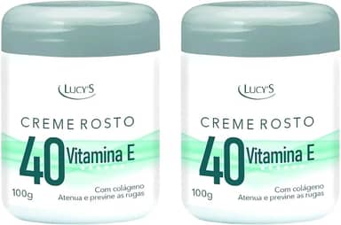 Kit 2 Cremes Facial 40 Para Rugas Antirrugas Antissinais Clareador Com Colágeno e Vitamina E 100g