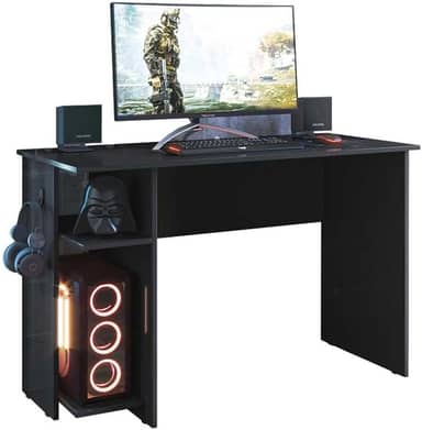 Escrivaninha Gamer Mesa De Escritorio Com Suporte De Fone Preto