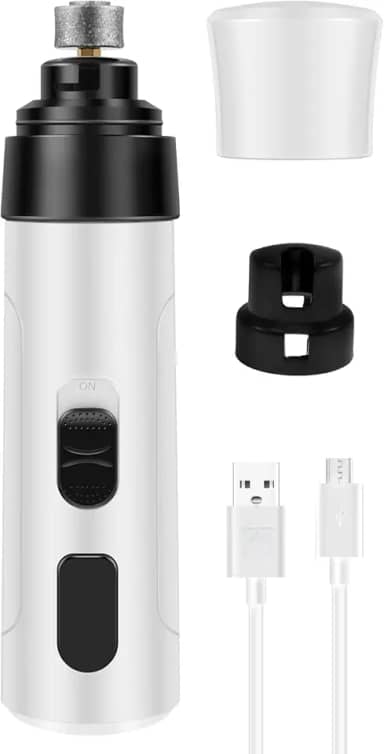 Moedor de unhas para cães, recarregável, USB, 2 velocidades, elétrico, moedor de unhas eficiente, lixas de unhas para animais de estimação portáteis para cães grandes e pequenos e gatos
