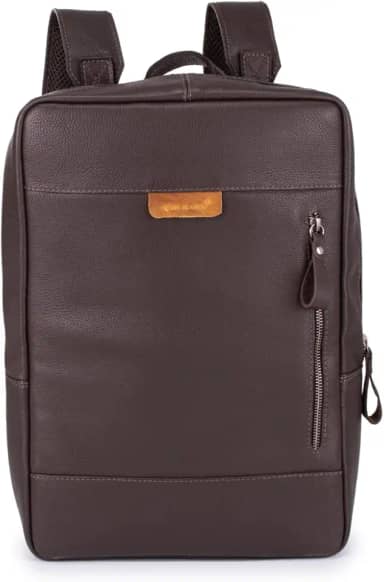 Mochila Bolsa Masculina Couro Legítimo Notebook Reforçada (Marrom escuro)