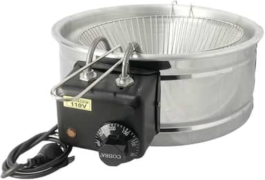 Fritadeira Elétrica de pastel Tacho 5 Litros Redonda Inox 110v e 220v Fritura batata Pastelaria(110v)