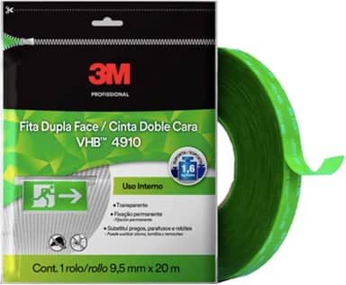 3M, Fita VHB, Dupla-face, Adesivo Transferível, 9,5 mm x 20 m, Transparente, 4910