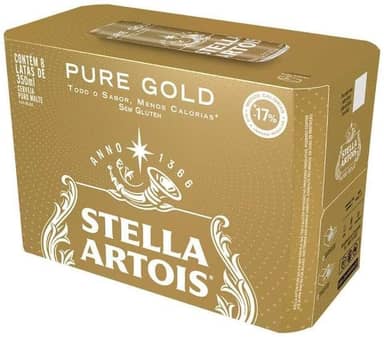Pack Cerveja Stella Artois Pure Gold, Lata, 350ml, Caixa 8 unidades