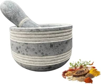 PilãO Almofariz de Pedra SabãO para Alhos Temperos Socador Alho Grande(Almofariz,Padrão)