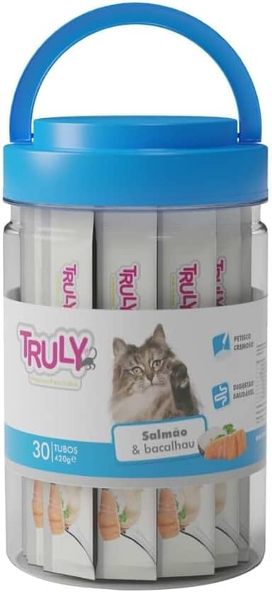 Petisco cremoso Truly Salmão e Bacalhau Pote 30 tubos de 14g