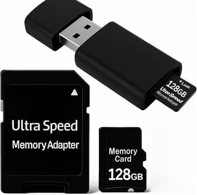 Cartão de Memória 128GB com Adaptador USB e SD, Alta Velocidade Classe 10, Kit Completo para Câmeras e Dispositivos Android