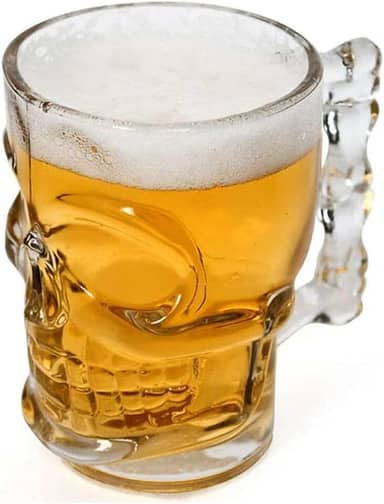 LYOR - Caneca para Chopp e Cerveja de Vidro Caveira Rock Style 510ml