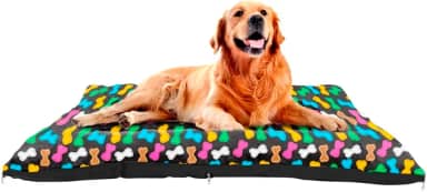 Colchonete M para Cachorro com Zíper, 48 x 68 cm Preto com Estampa