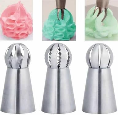 3 pontas de confeitar russas, ponta de pastelaria de aço inoxidável, pontas de bico de confeiteiro russo para cobertura, decoração de bolo de cupcake, fazer folhados, acessórios de utensílios de
