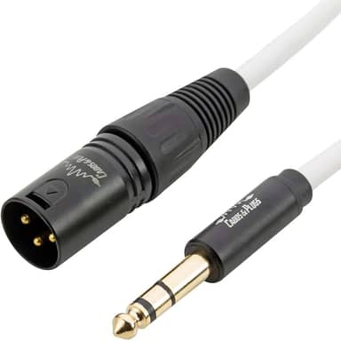 Cabo P10 Stereo TRS - XLR Macho fio branco, marca Cabos & Plugs, para instrumentos musicais (1UN, 1m)