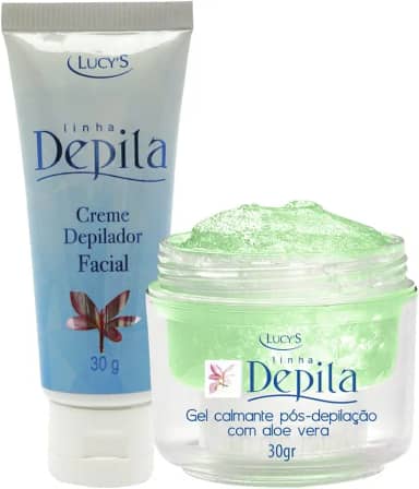 Kit de Depilação Facial Lucy's com Creme Depilador e Gel calmante pós-depilação