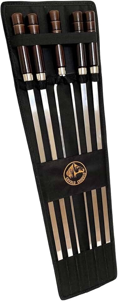 Kit 5 Espetos Artesanais de Alumínio P/Churrasco Com Capa