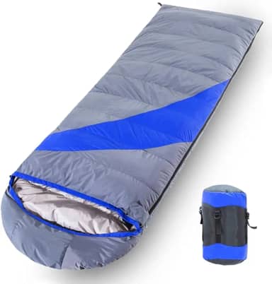 Saco de dormir de plumas, sacos de dormir ao ar livre para adultos, envelope leve para 4 estações, 190 x 80 cm, com saco de compressão, para acampamento e caminhadas