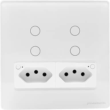 Interruptor Inteligente Branco Wi-Fi 4 Teclas com Tomada Compatível NovaDigital Alexa e Google Home