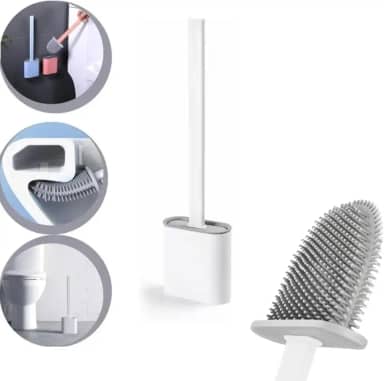 Escova de Limpar Vaso Sanitário Privada Banheiro em Silicone com Suporte Para Parede Cor Original (Branco)