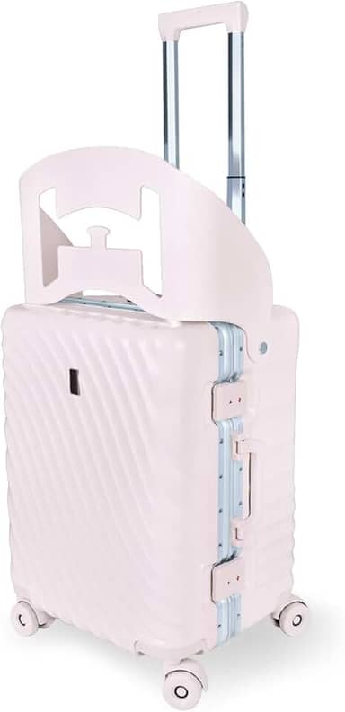 Mala de Viagem Média com Assento Infantil, ABS Preto, 41x32x54.5cm, Rodas 360°, Trava TSA, Alça Telescópica, Suporta 35kg, MR-BH029, Alira Home (Rosa)